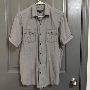 Attention Black and White Checkered Casual Button Down Shirt